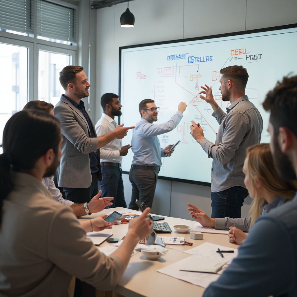 Echipa în timpul unui proiect